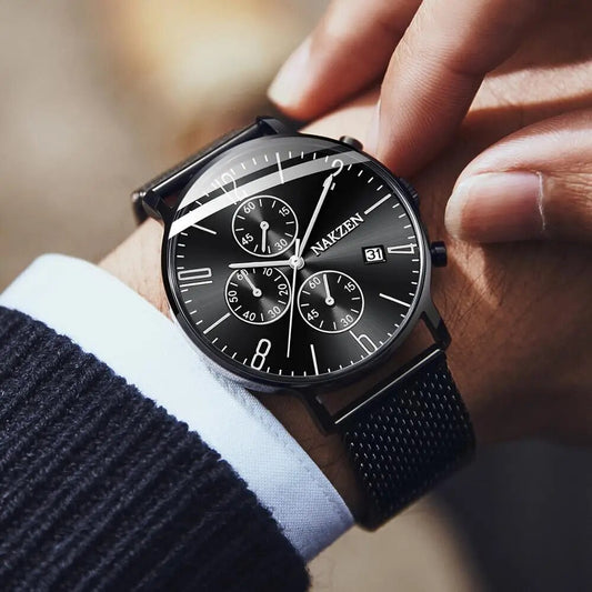 Luxury Quartz Watches Men Brand NAKZEN Men's Business Sport Watch Waterproof Chronograph Wristwatches Relogio Masculino-0
